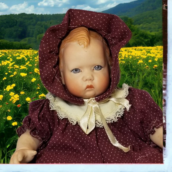 Porcelain Cloth Baby Doll MARY UFDC Boston 1987 National Convention LINDA STEELE - Picture 4 of 9